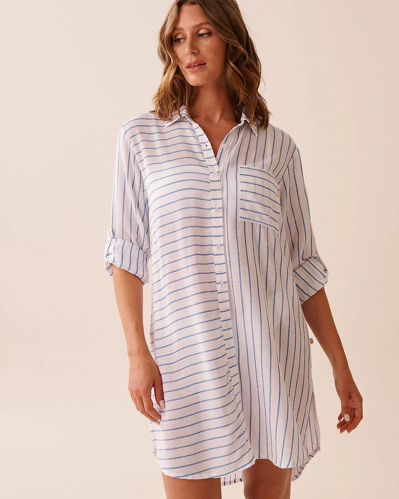 Long Striped Button-down Shirt