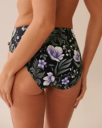 AFTER DARK BLOOMS Draped Mid Waist Bikini Bottom