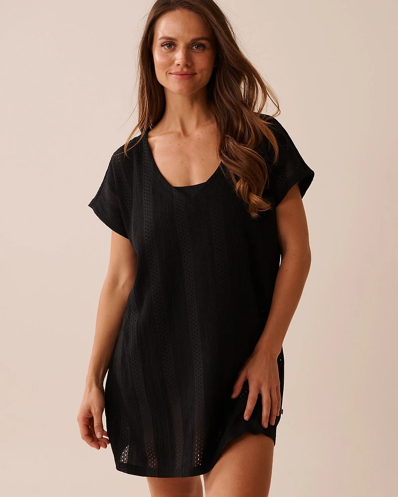 Crinkled V-neck Tunic