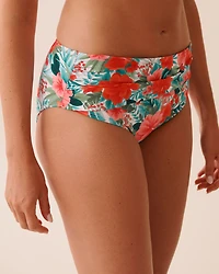 KHAKI GREY Draped Mid Waist Bikini Bottom