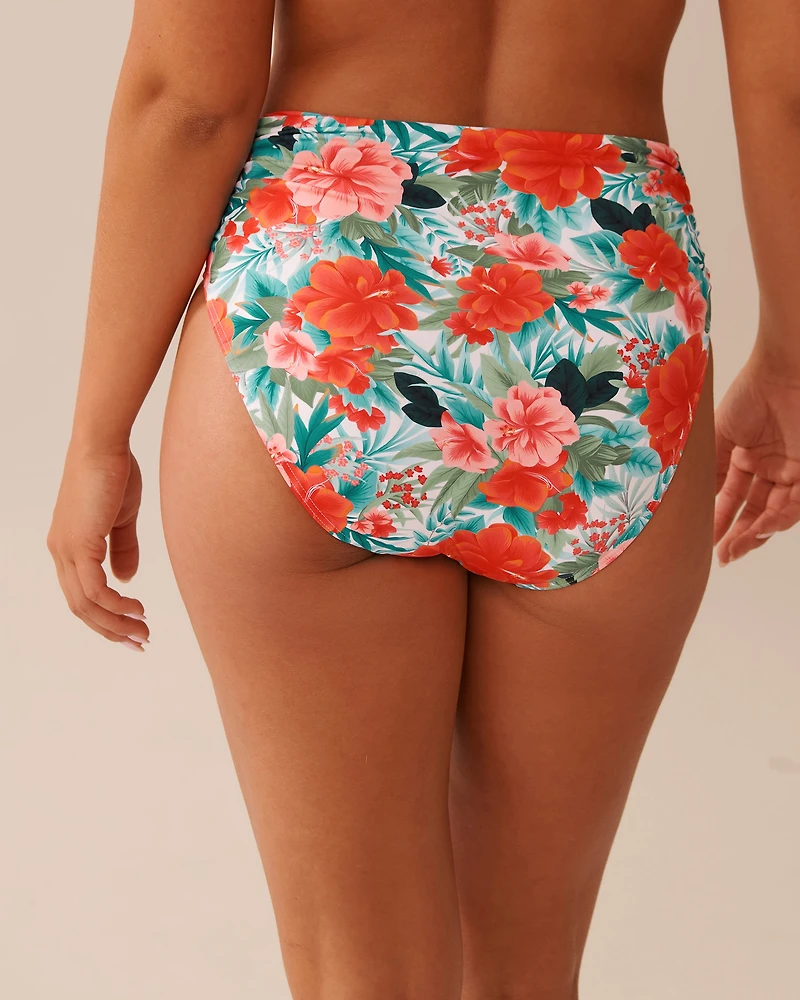 ISLAND DREAMS Shirred High Waist Bikini Bottom