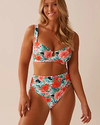 ISLAND DREAMS Shirred High Waist Bikini Bottom