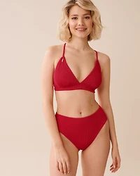 Haut de bikini triangle long côtelé JALAPEÑO RED
