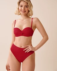 Haut de bikini bandeau croisé et côtelé JALAPEÑO RED