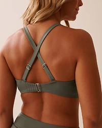 KHAKI GREY D Cup Bralette Bikini Top