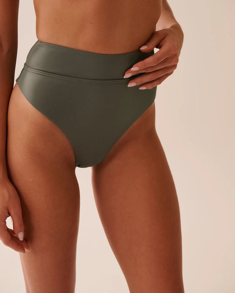 KHAKI GREY High Waist Brazilian Bikini Bottom