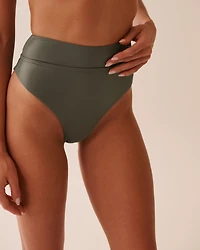 KHAKI GREY High Waist Brazilian Bikini Bottom