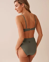 KHAKI GREY Plunge Bikini Top