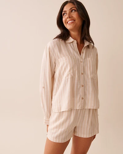 Striped Crop Button-down Shirt