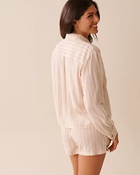 Striped Crop Button-down Shirt
