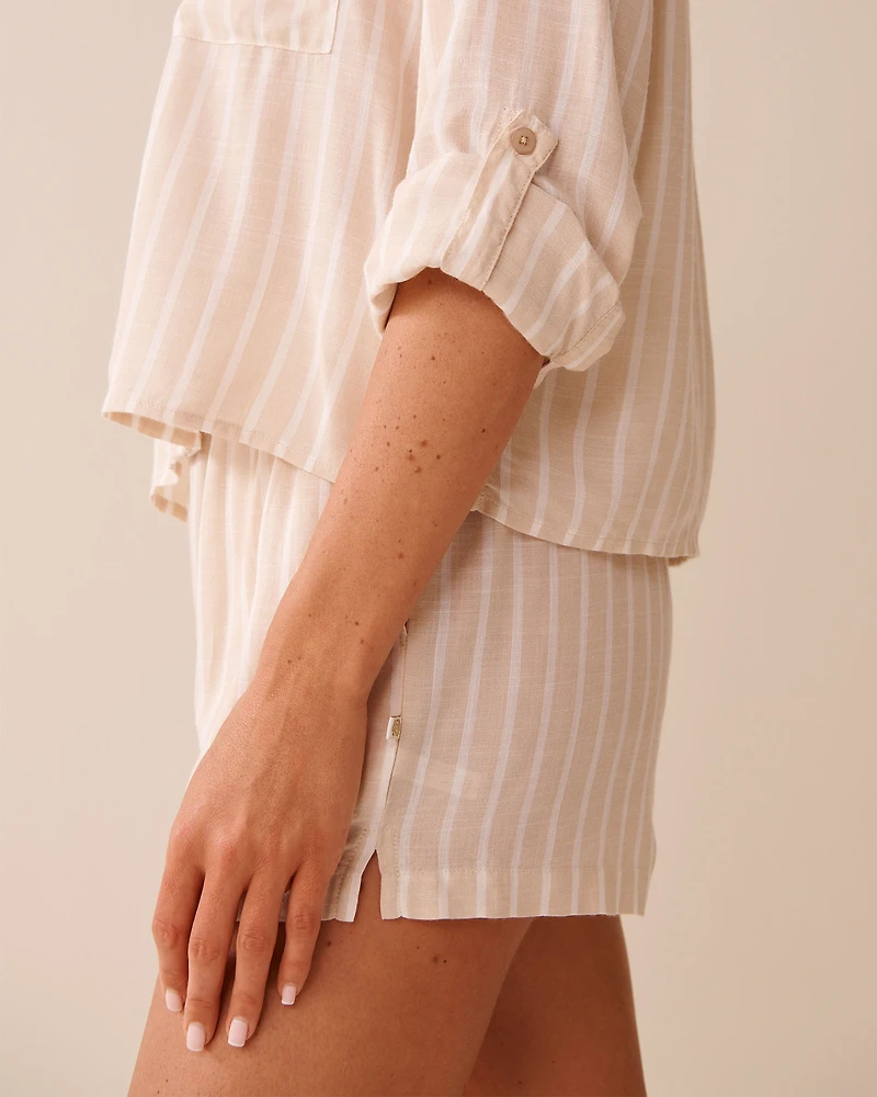 Striped Crop Button-down Shirt