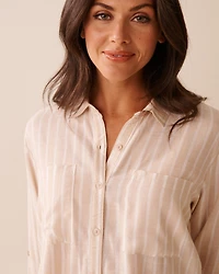 Striped Crop Button-down Shirt