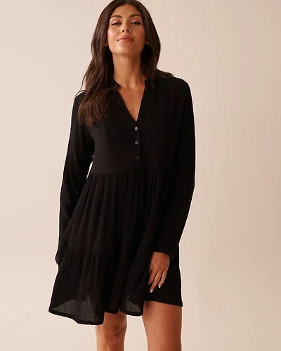 Long Sleeve Tiered Gauze Dress