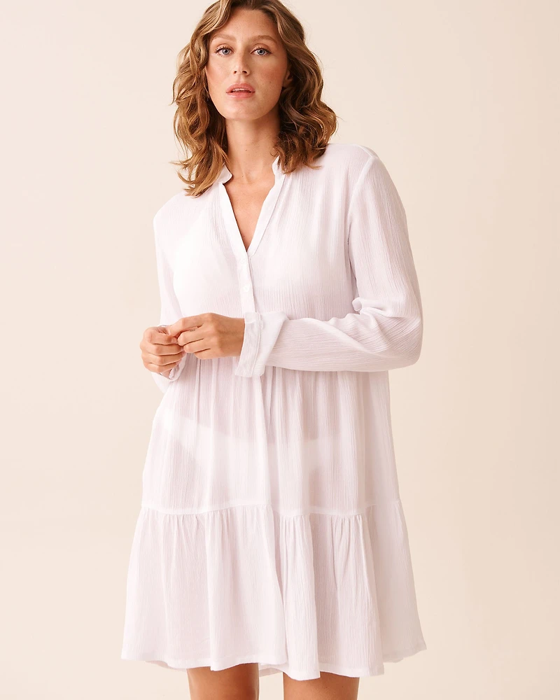 Long Sleeve Tiered Gauze Dress