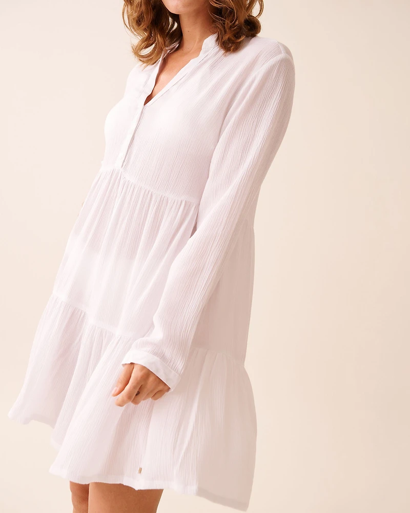 Long Sleeve Tiered Gauze Dress