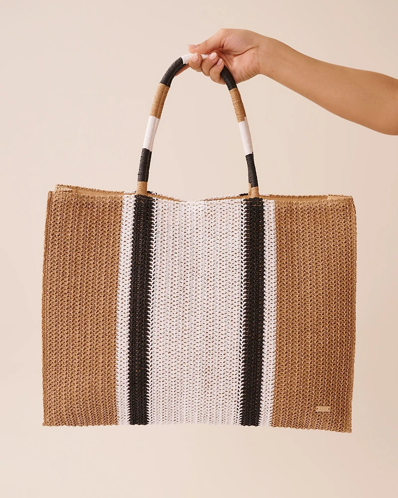 Color Block Straw Bag