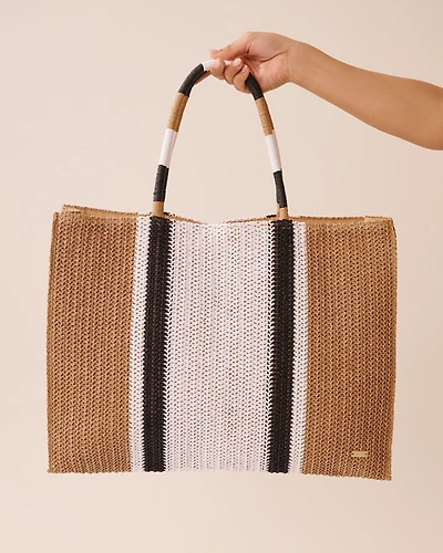 Color Block Straw Bag