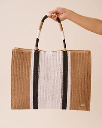 Color Block Straw Bag