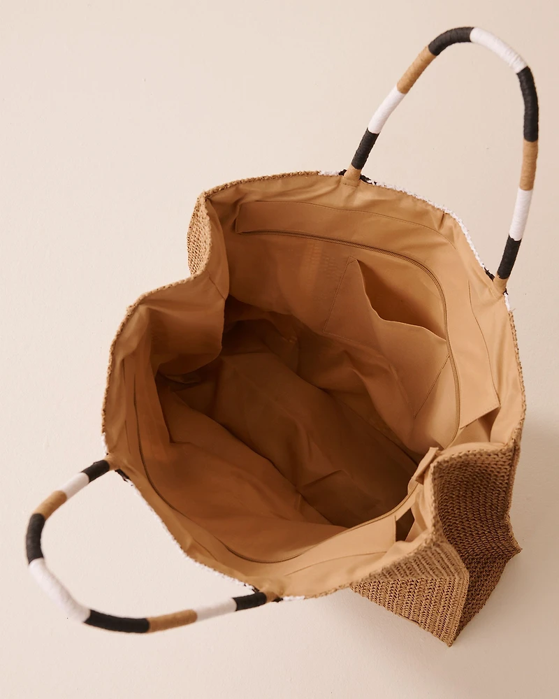 Sac en paille trois teintes