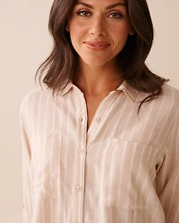 Striped Crop Button-down Shirt