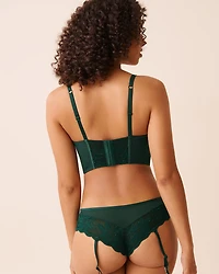 Soutien-gorge corset sans doublure en dentelle et résille