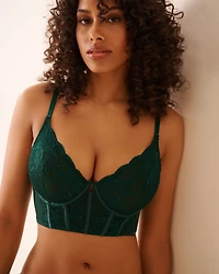 Unlined Lace and Mesh Corset Bra