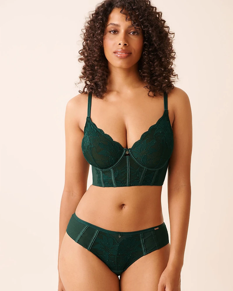 Soutien-gorge corset sans doublure en dentelle et résille