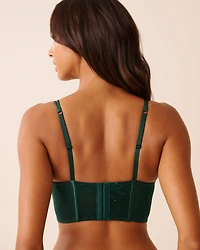 Unlined Lace and Mesh Corset Bra