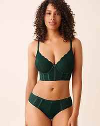 Unlined Lace and Mesh Corset Bra