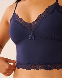 Camisole courte en modal avec bordures dentelle