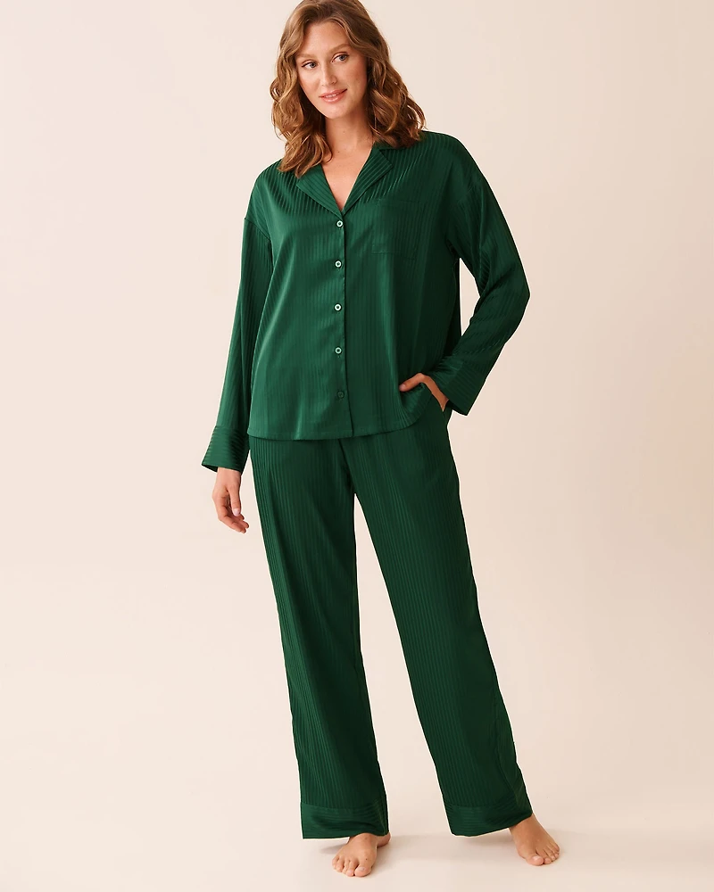 Jacquard Stripe Satin Pajama Set