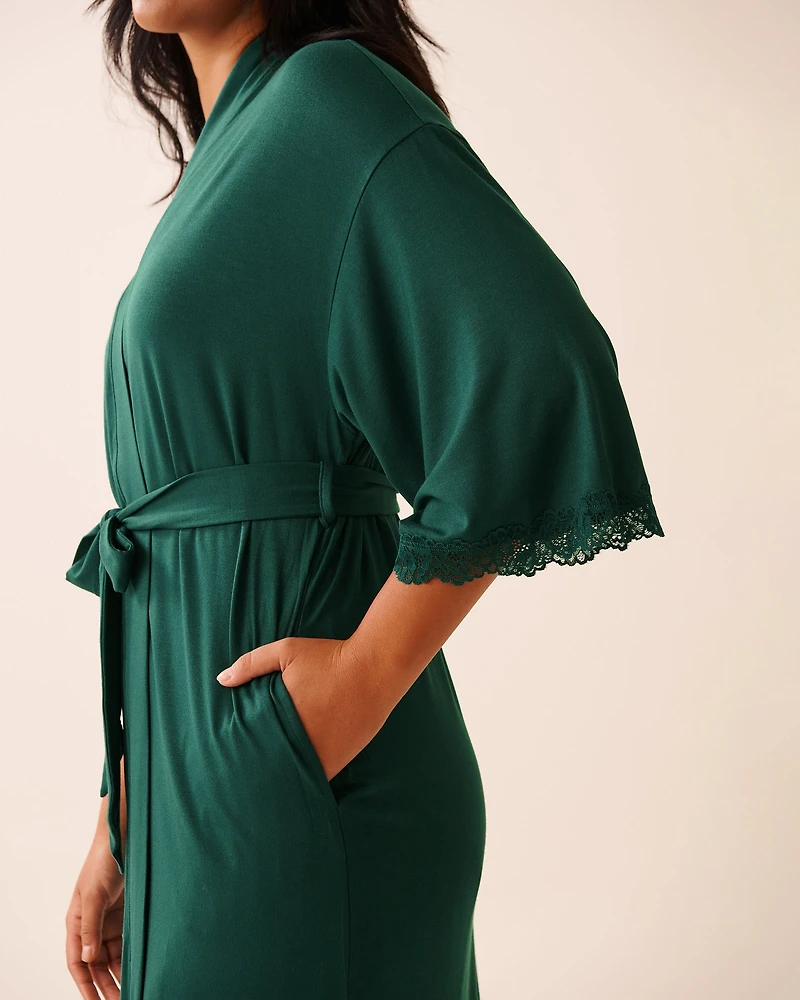Lace Trim Modal Kimono