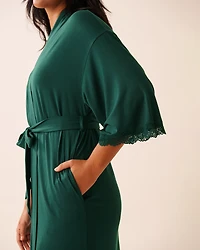 Lace Trim Modal Kimono