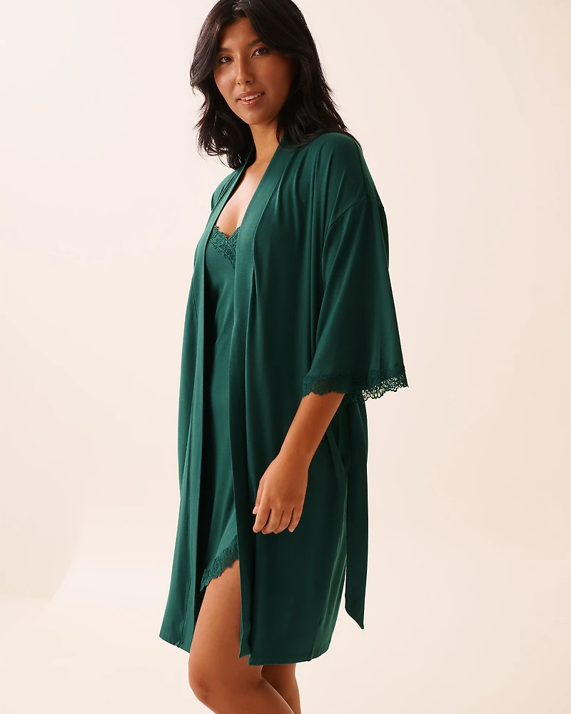 Lace Trim Modal Kimono