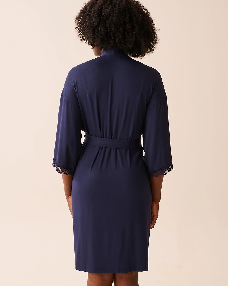 Kimono en modal avec bordures dentelle