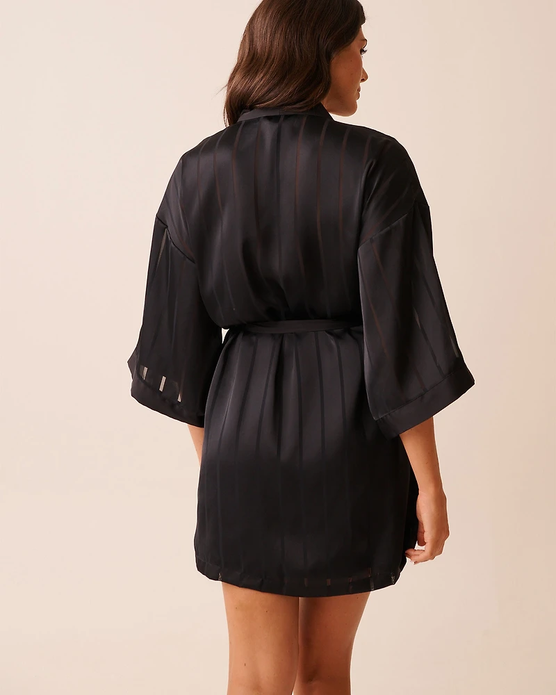Kimono en satin rayures ombrées