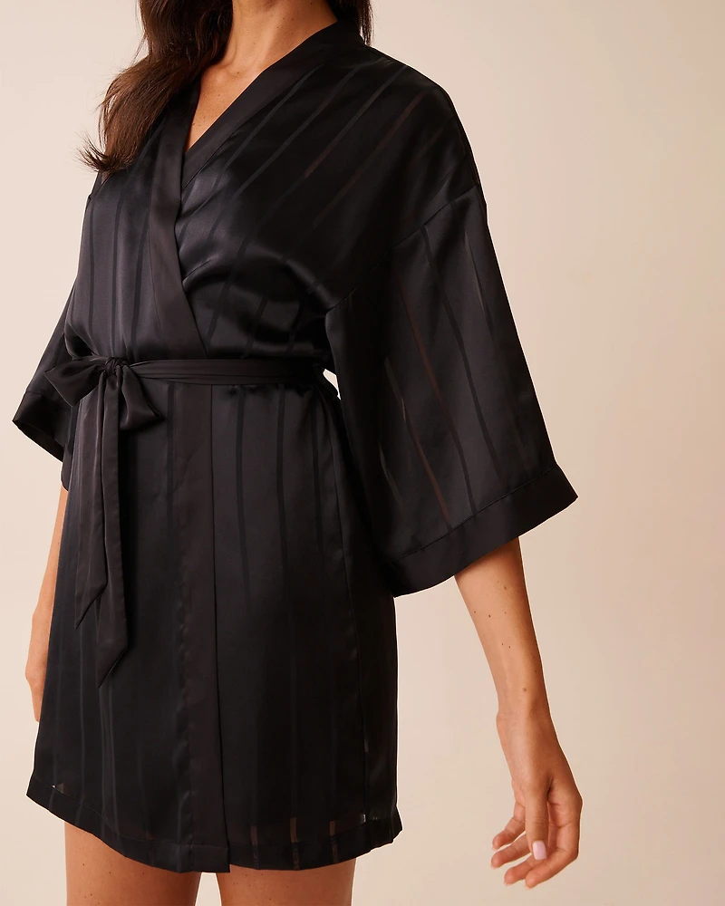 Kimono en satin rayures ombrées