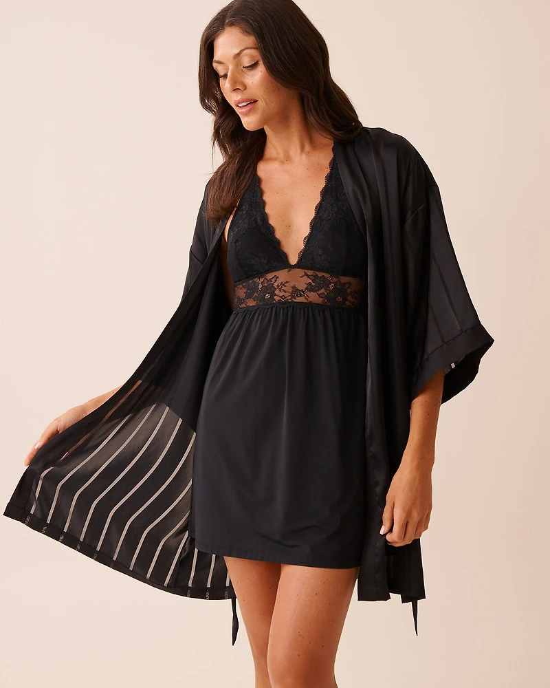 Shadow Stripe Satin Kimono