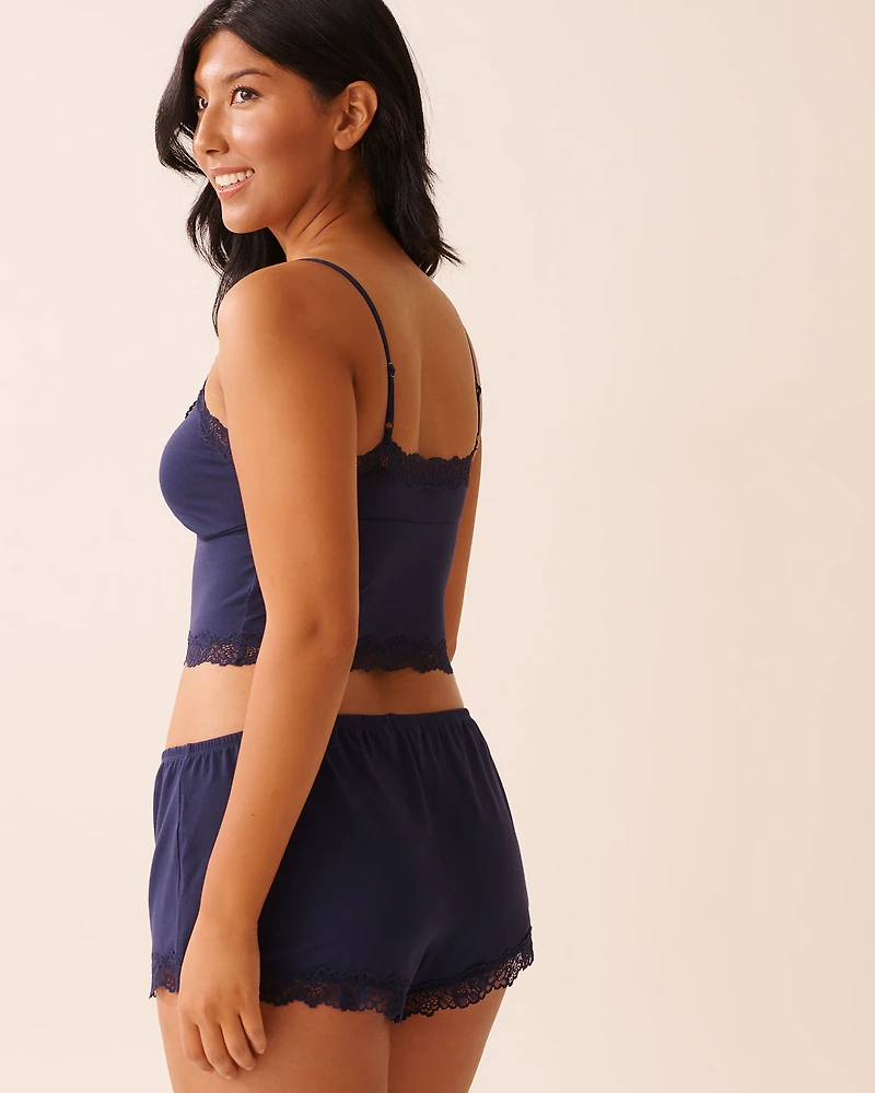 Camisole courte en modal avec bordures dentelle