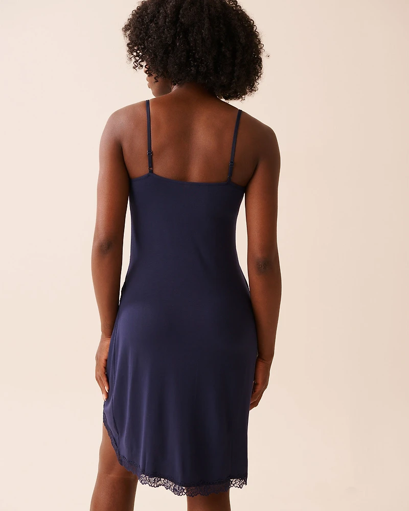 Lace Trim Modal Nightie with Shelf Bra