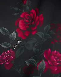 Red Rose Print Satin Pants