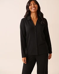 Ribbed Modal Long Sleeve Button-down Shirt
