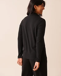 Ribbed Modal Long Sleeve Button-down Shirt