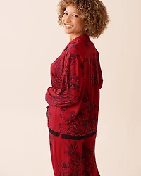 Crimson Bloom Recycled Fibers Lace Trim Button-down Shirt