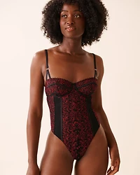 Floral Embroidered Mesh Balconette Teddy