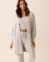 Cable Sleeve Knit Long Cardigan