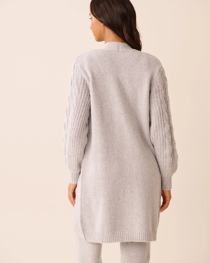 Cable Sleeve Knit Long Cardigan