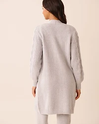 Cable Sleeve Knit Long Cardigan