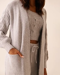 Cable Sleeve Knit Long Cardigan