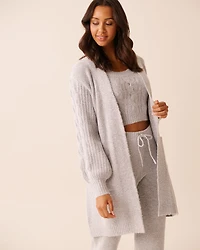 Cable Sleeve Knit Long Cardigan